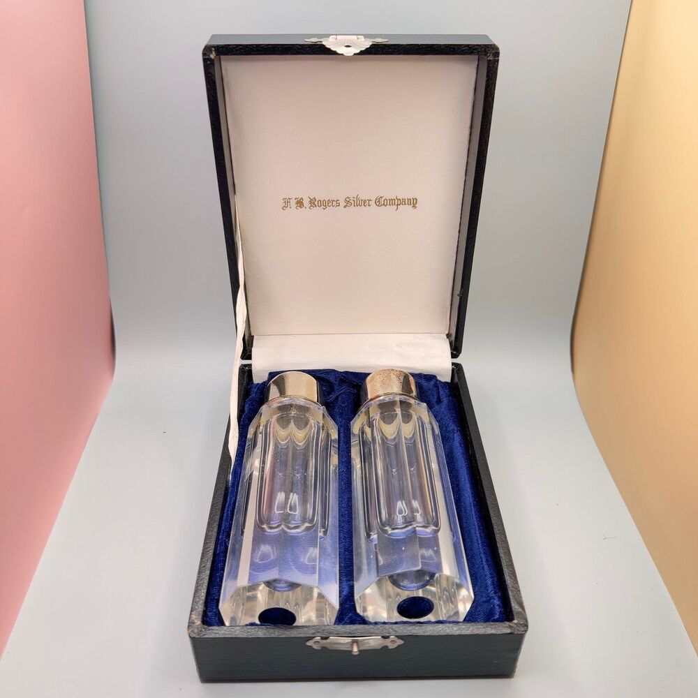 FB ROGERS SILVER CO. Crystal Salt & Pepper
Shakers In Original Case (Bx 6)
